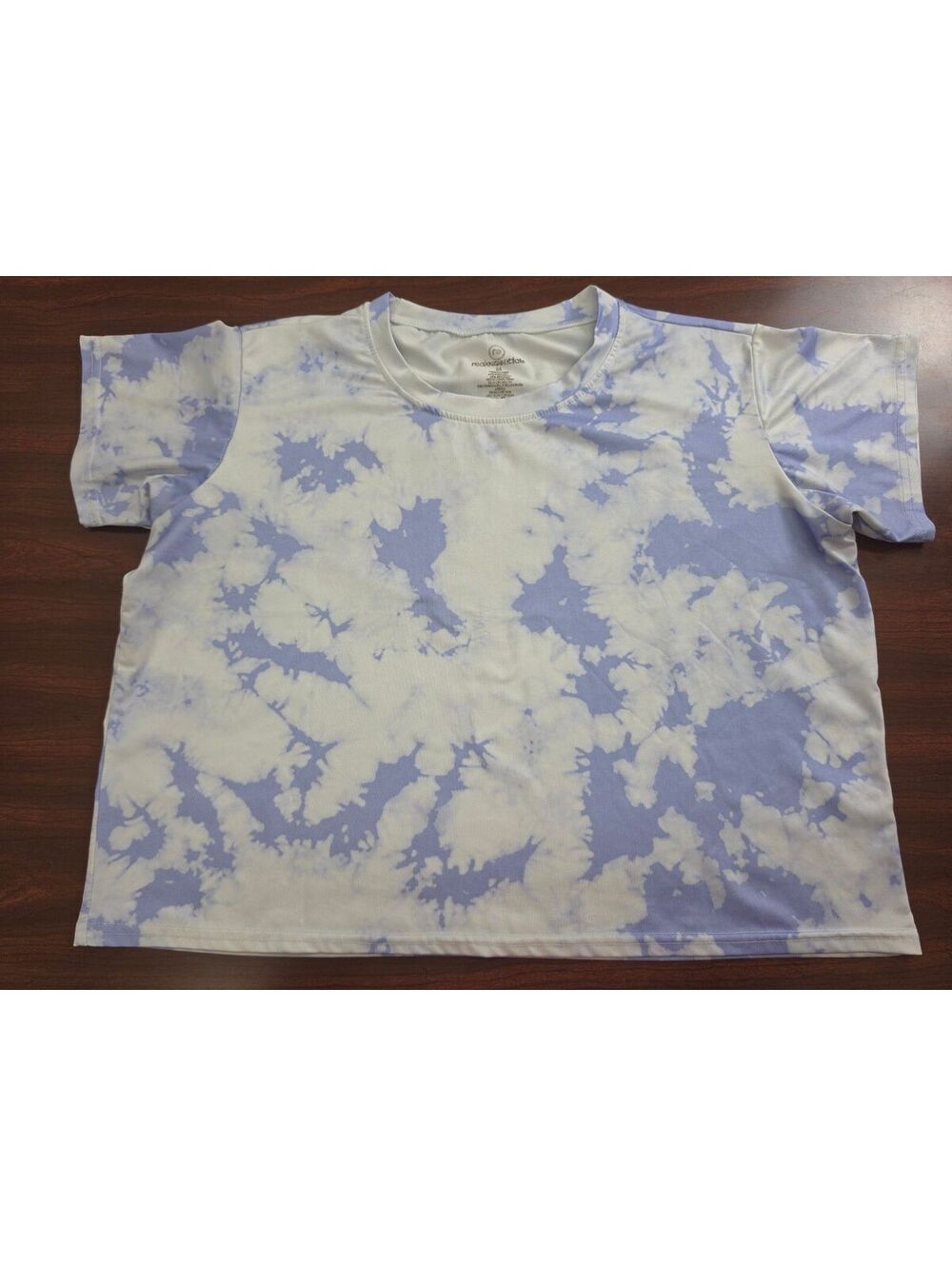 Real Essentials Purple Tie Dye Active Top Medium Short Sleeve Spandex Gorpcore